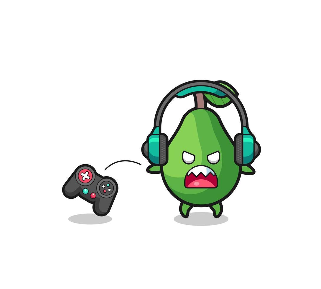 avocado gamer mascotte is boos vector