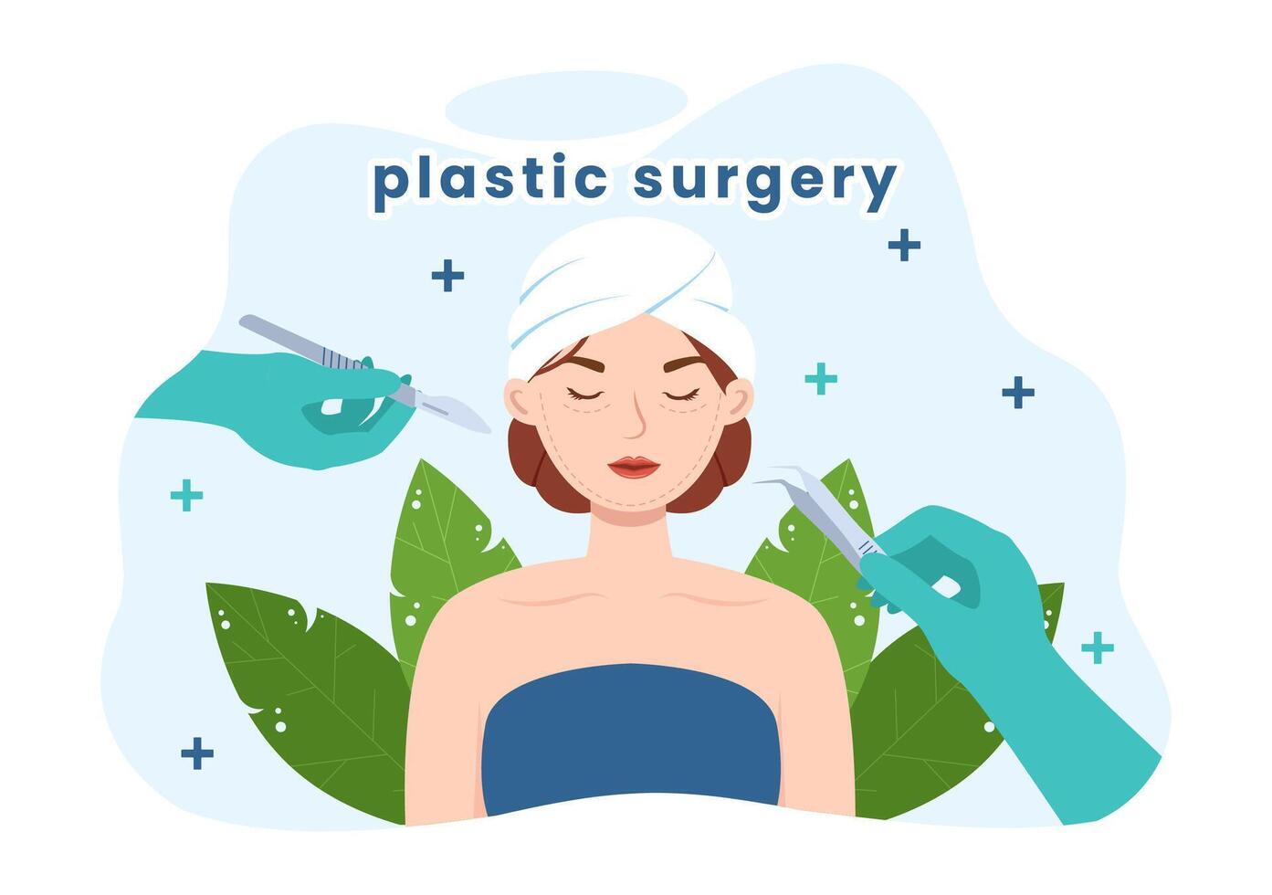 plastic chirurgie vector illustratie van medisch chirurgisch operatie Aan de lichaam of gezicht net zo verwacht gebruik makend van Geavanceerd uitrusting in tekenfilm achtergrond