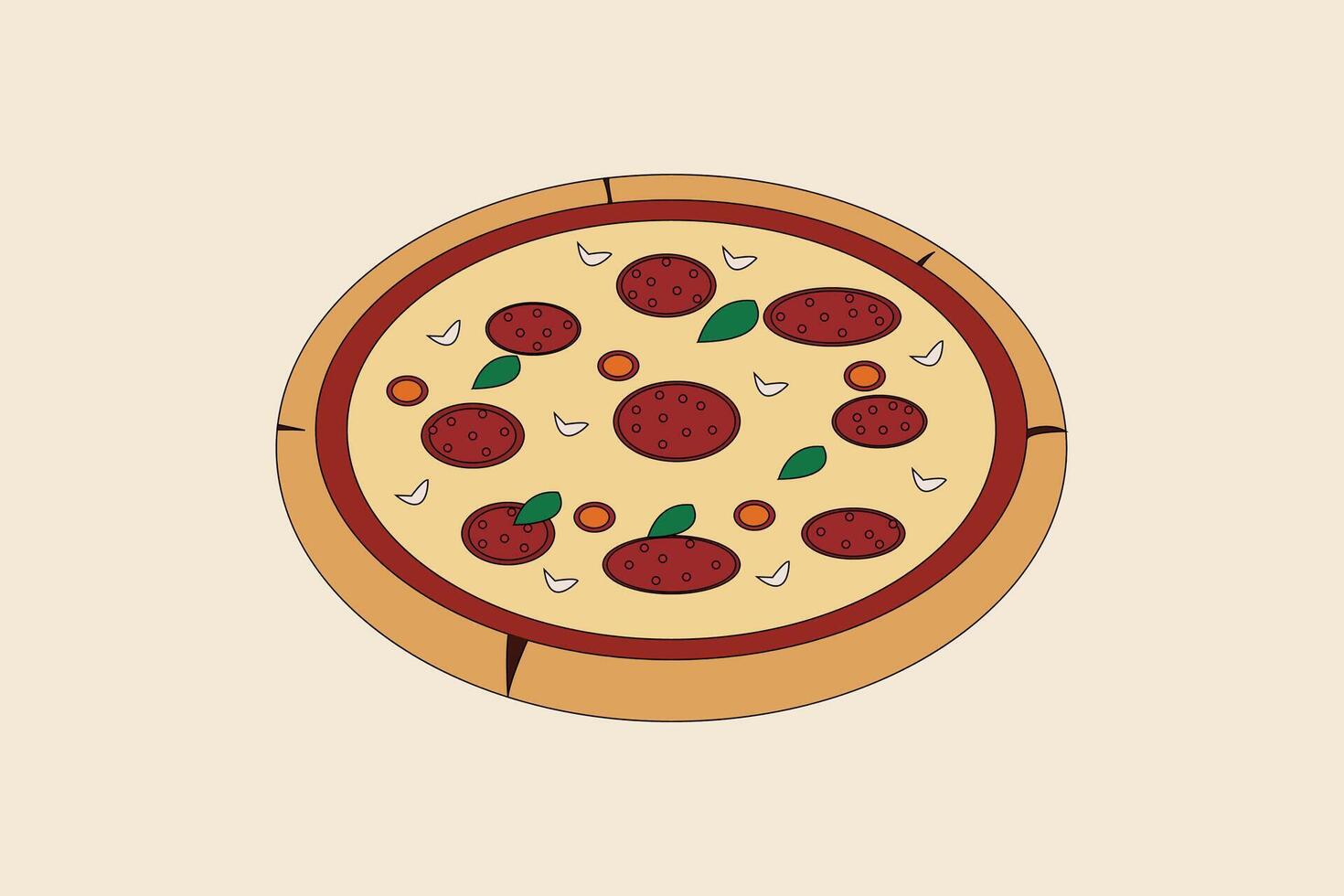 vector illustratie van geheel pizza. gemakkelijk pizza vlak icoon. pizza tekening in tekenfilm stijl.