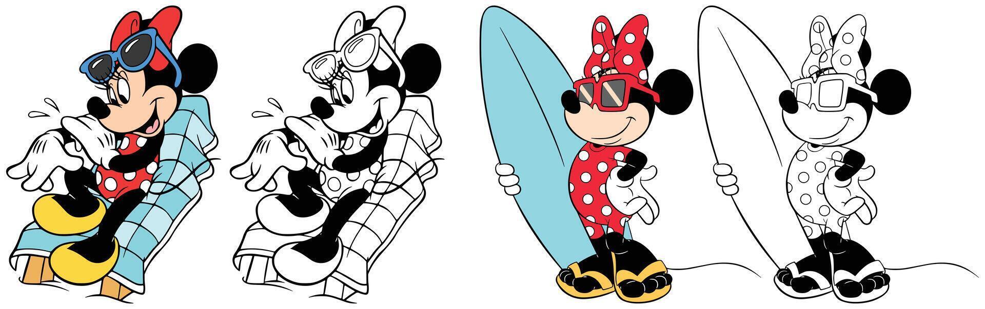 Disney mickey en vrienden zomer, minnie muis zomer vector