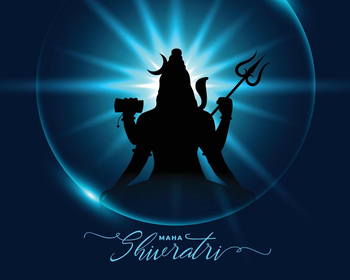 Hindoe cultureel maha shivratri wensen kaart met heer shiva silhouet vector