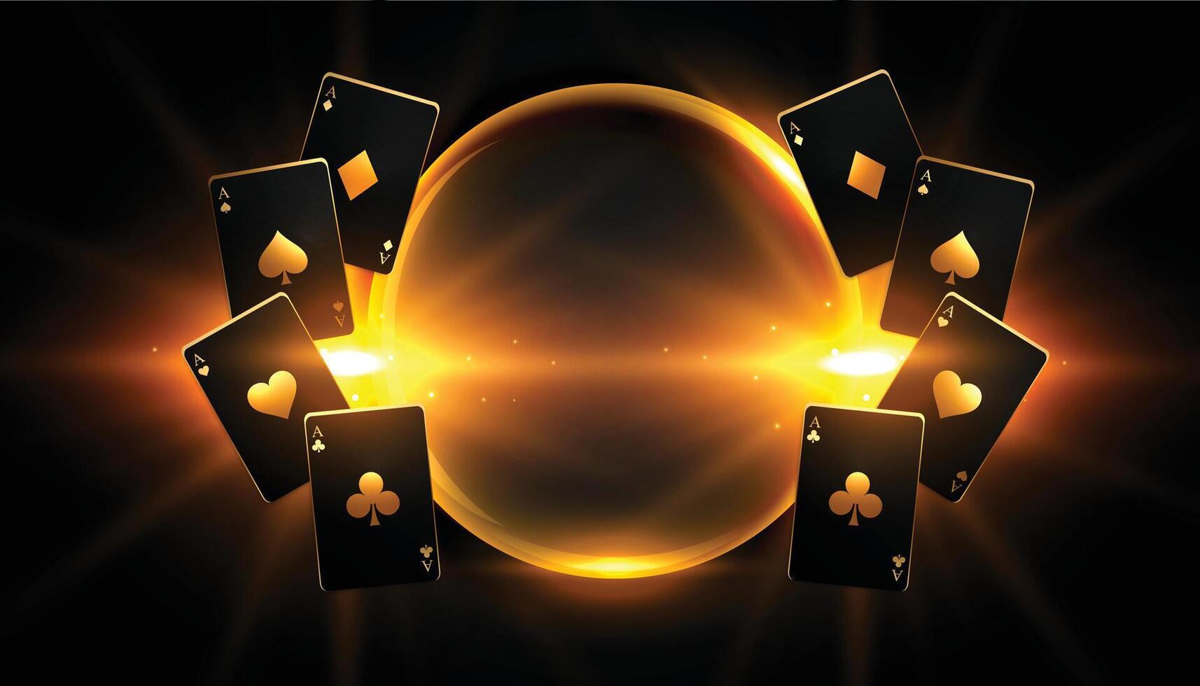 donker zwart poker aas kaart banier met glimmend licht effect vector