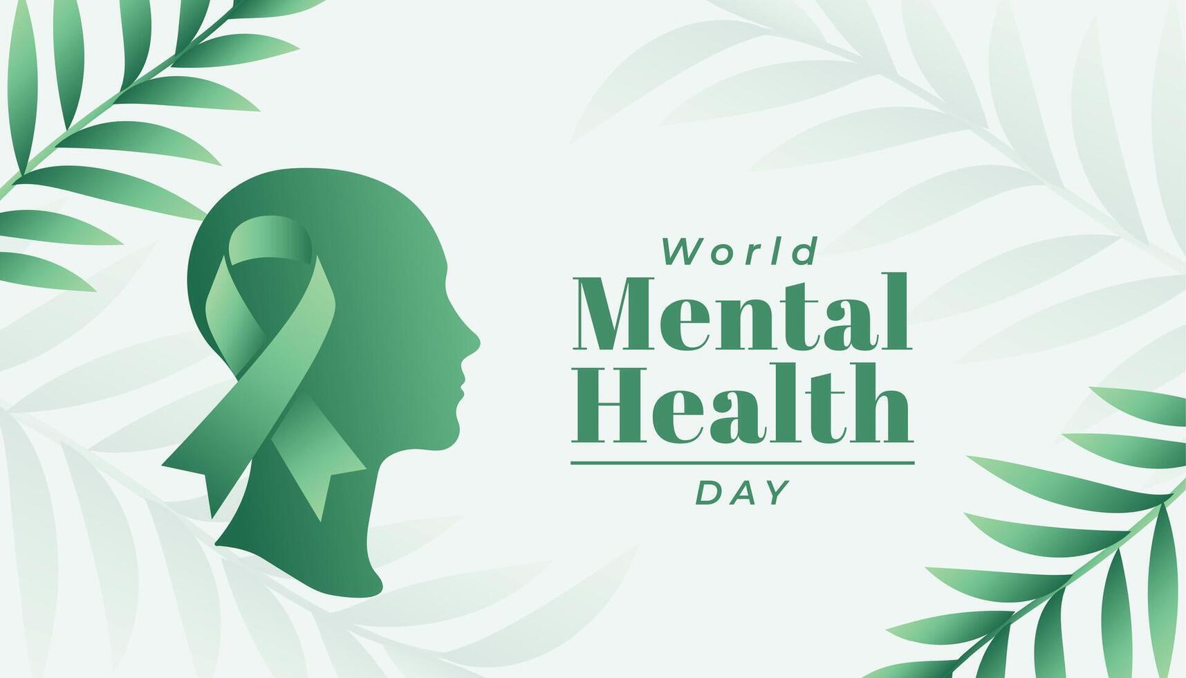 wereld mentaal Gezondheid dag bewustzijn poster met menselijk hersenen vector