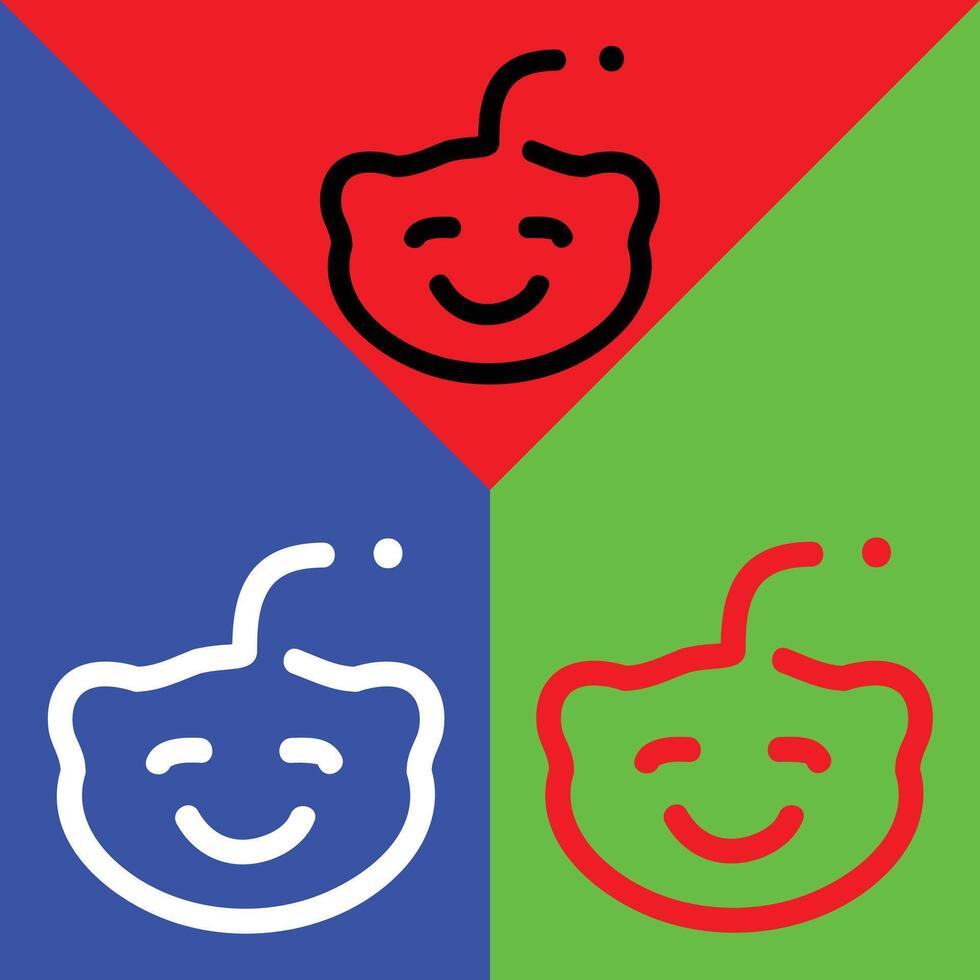 reddit vector icoon, schets stijl, geïsoleerd Aan rood, groen en blauw achtergrond.