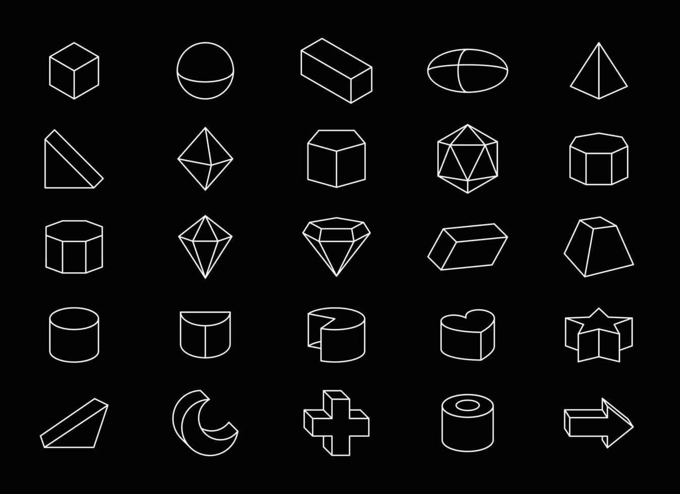 verzameling van 3d meetkundig vormen in lijn stijl vector