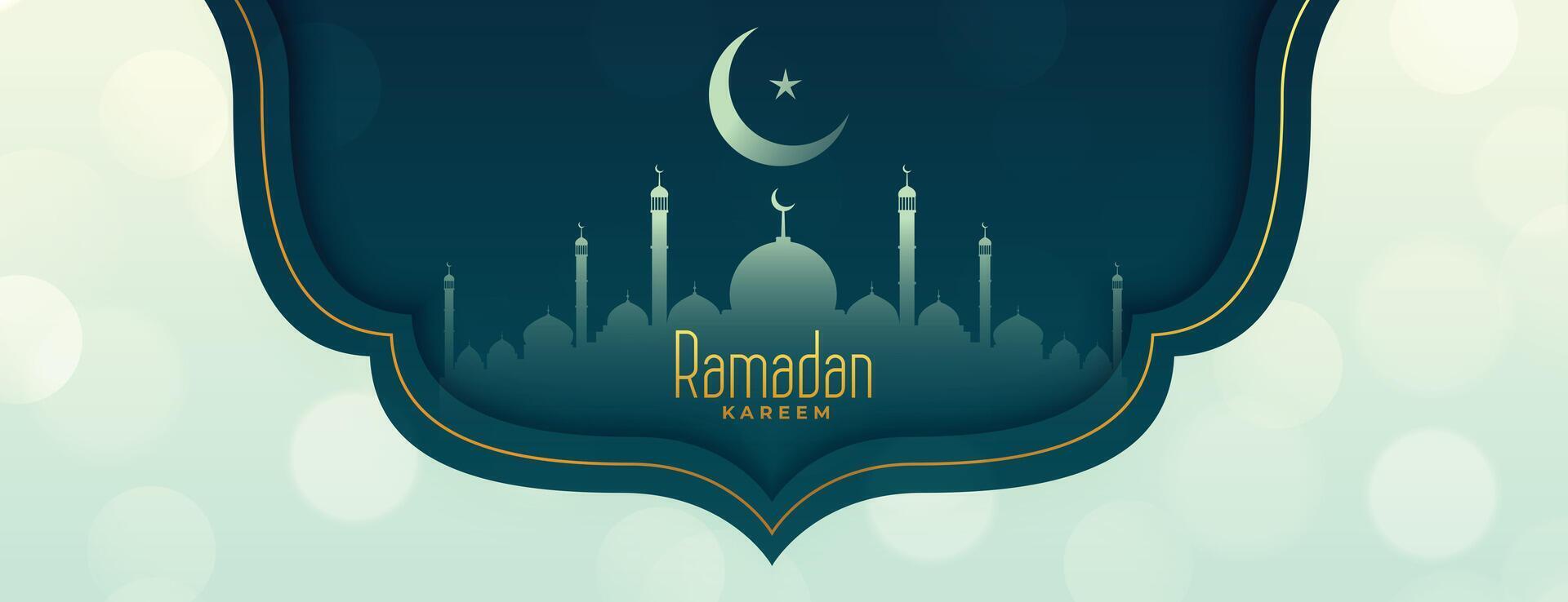 Ramadan mubarak festival banier met maan en moskee ontwerp vector