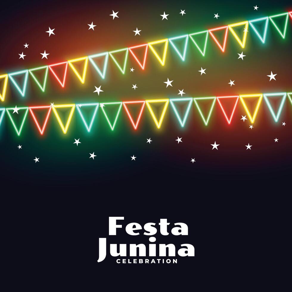neon vlaggen decoratie festa Junina festival van Brazilië ontwerp vector