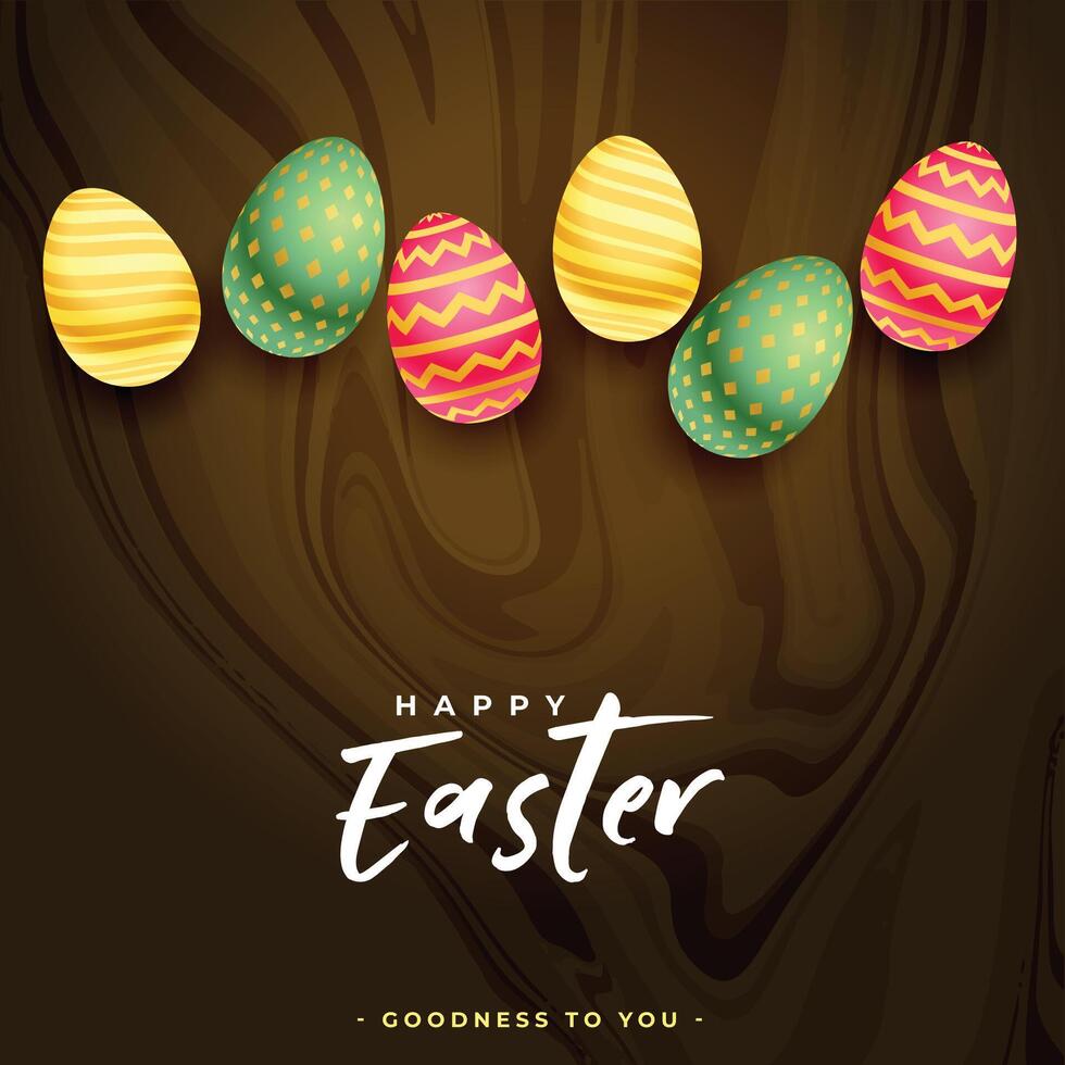 3d kleurrijk Pasen eieren Aan houten achtergrond vector