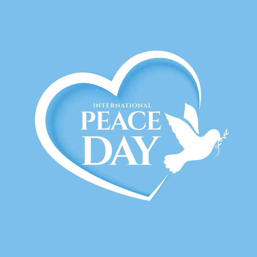 Internationale vrede dag hart achtergrond met duif vogel en olijf- blad vector