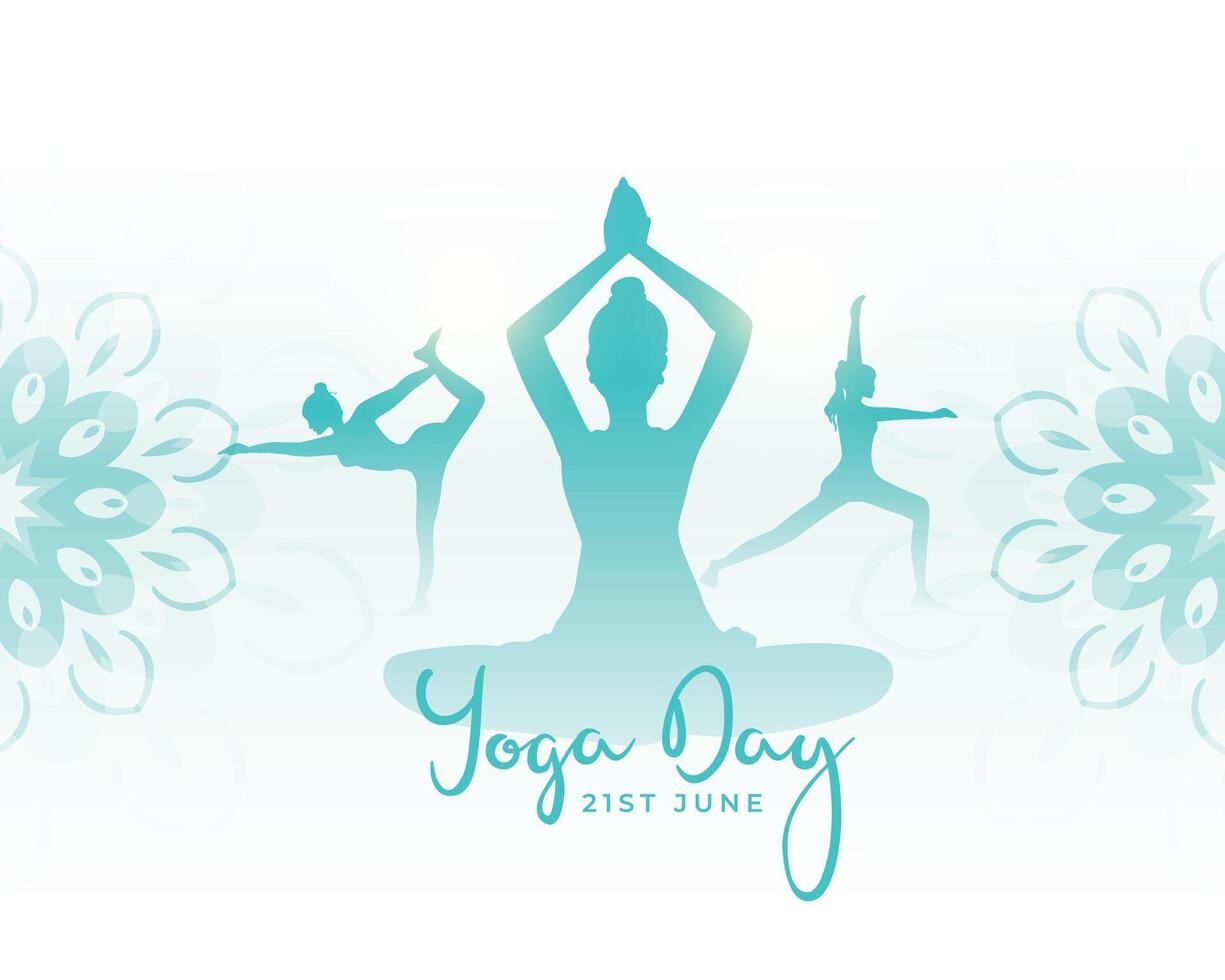 21e juni yoga dag viering achtergrond voor meditatie vector