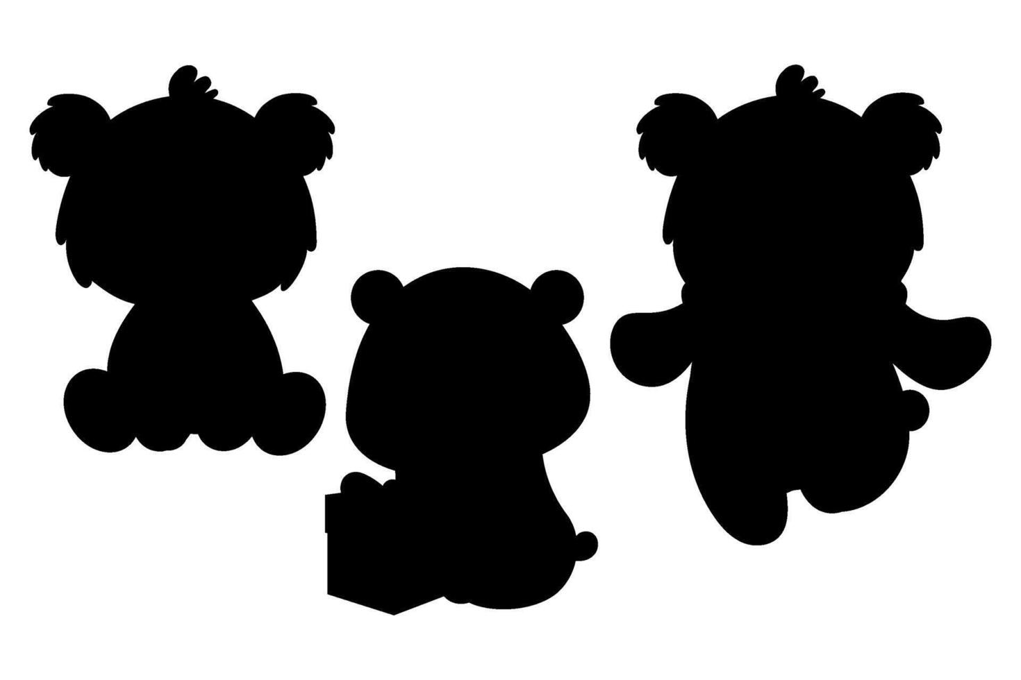 silhouet beer dier. vector illustratie. geïsoleerd zwart hand- getrokken. kinderen verzameling.
