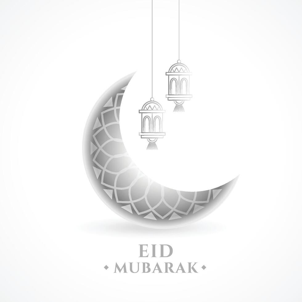 eid mubarak groet achtergrond met halve maan en lantaarn vector