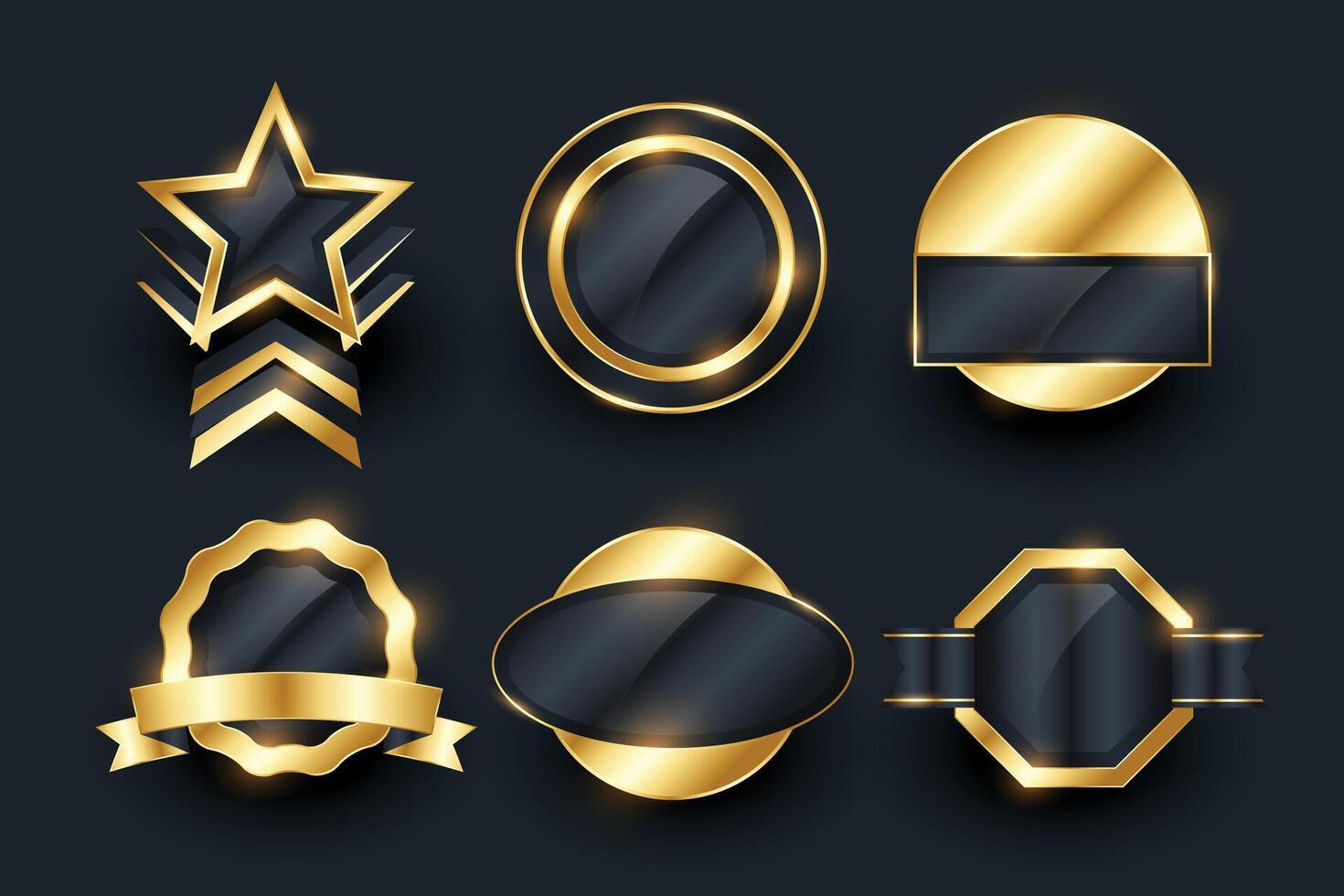 retro gouden badges en etiketten verzameling vector