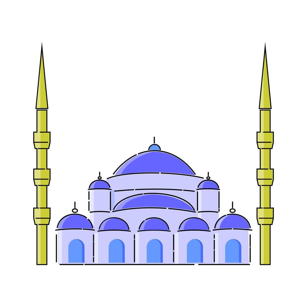 blauw moskee en minaret illustratie vector. gemakkelijk en minimalistische Islamitisch groet vector ontwerp.