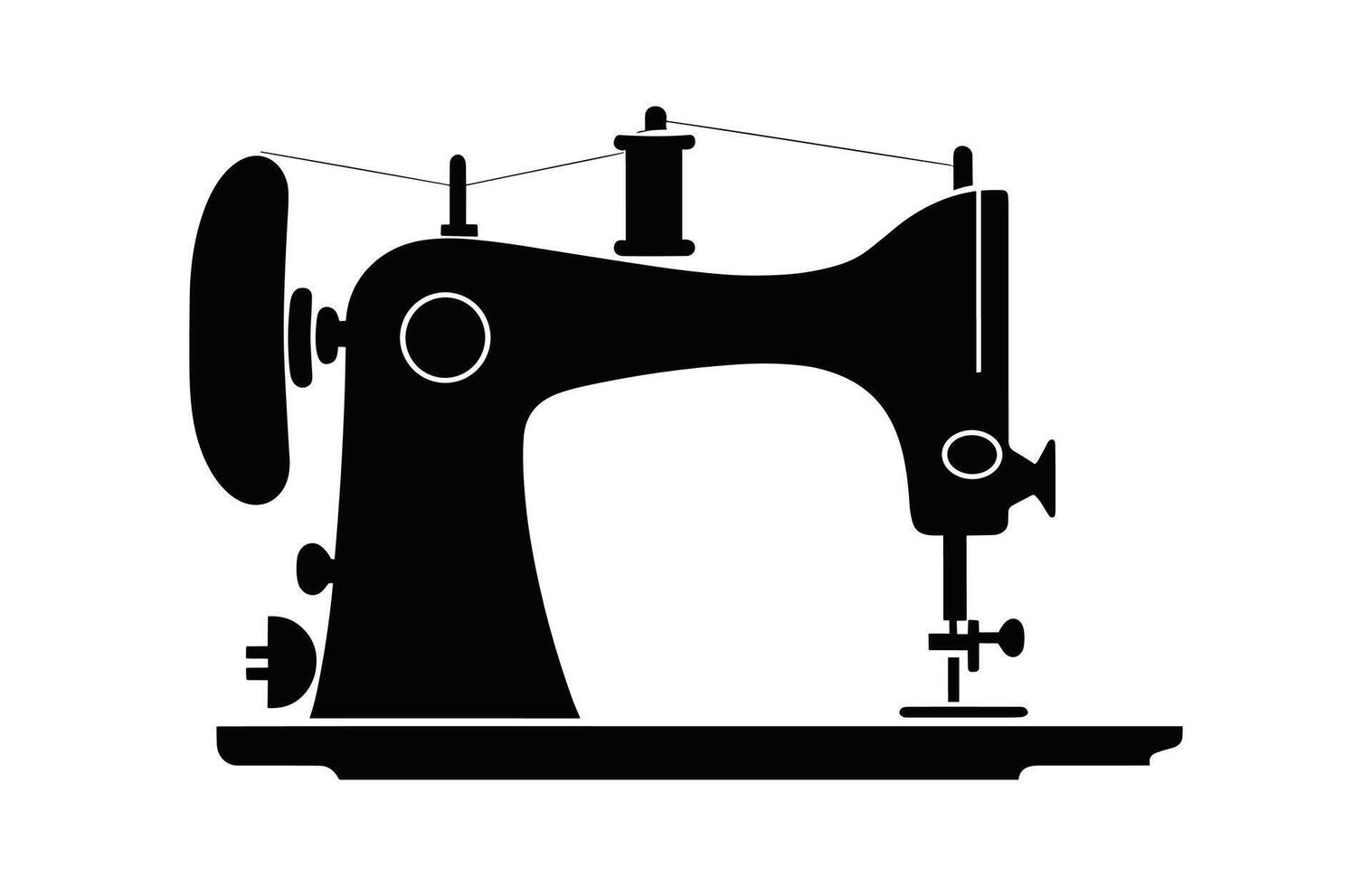 naaien machine vector illustratie, naaien logo atelier, handleiding naaien, naaien machine silhouet icoon,