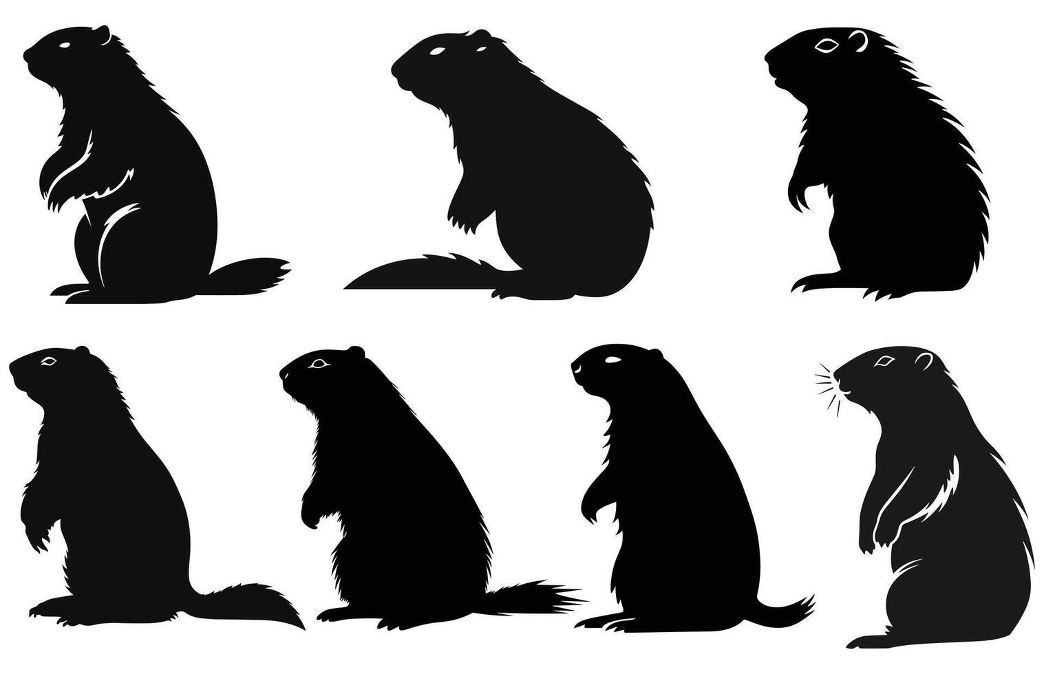 groundhog silhouet ontwerp, groundhog zwart vector ontwerp , aardvarken marmot silhouet.