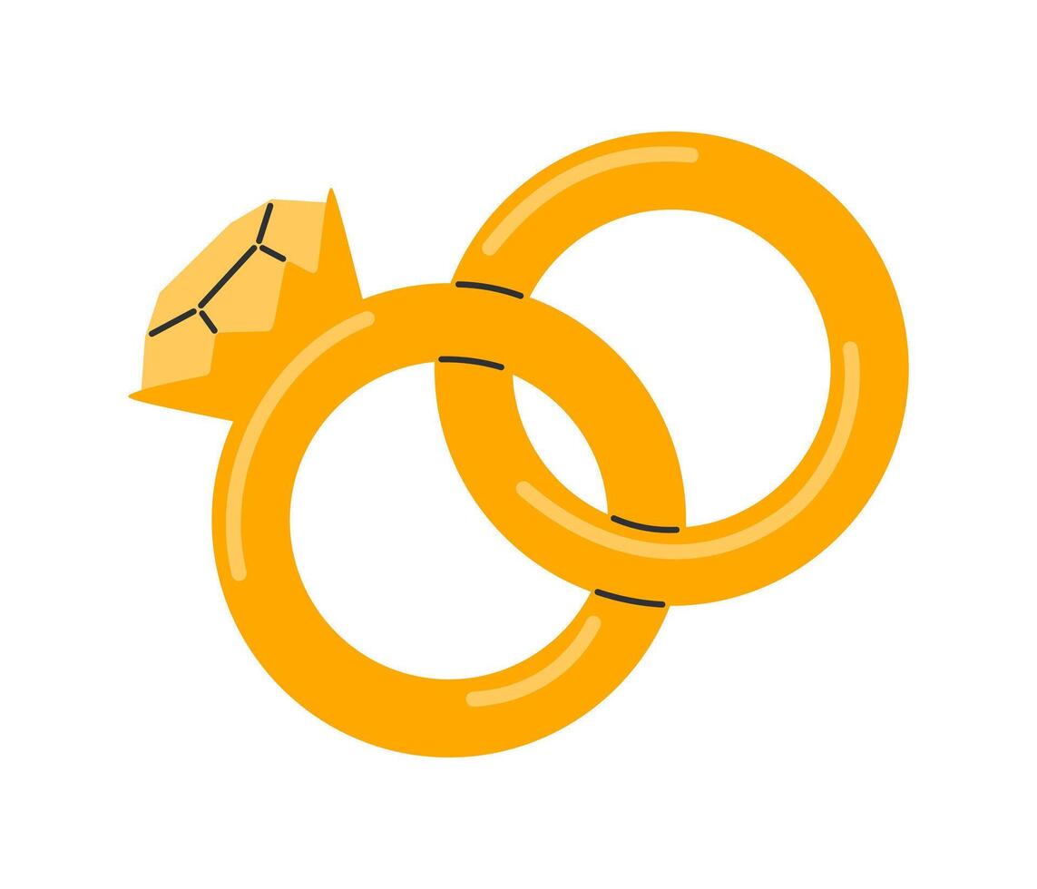 bruiloft ringen teken. vector illustratie in hand- getrokken stijl