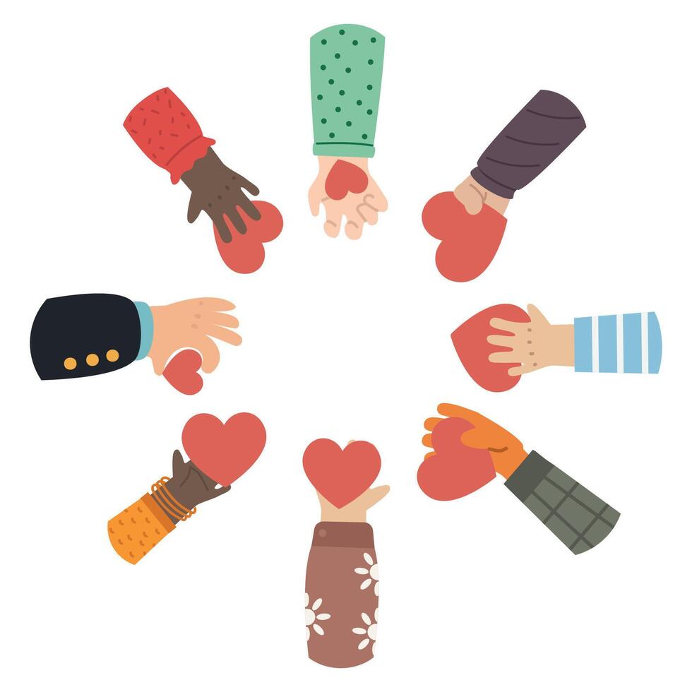 liefdadigheid en bijdrage handen met hart symbool vector