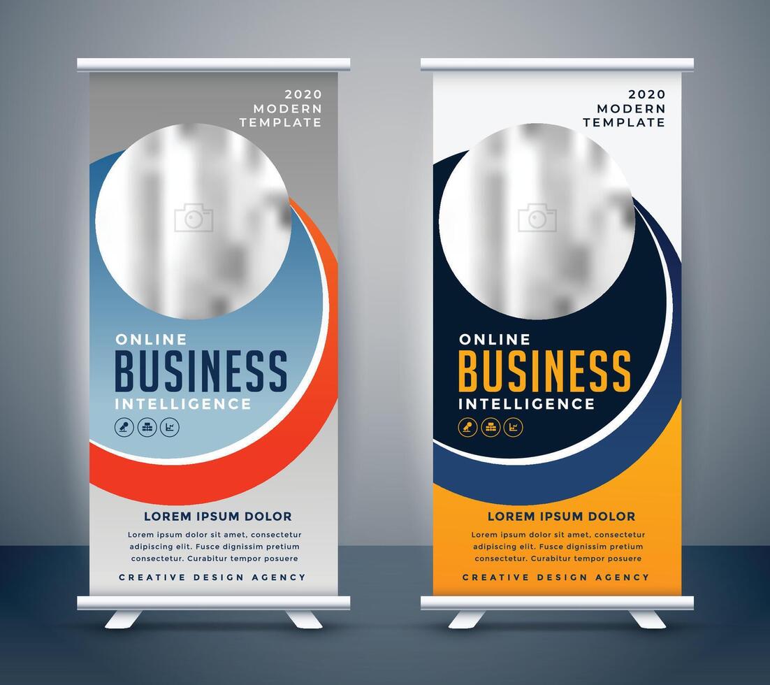 ontwerp voor oprolbare banner voor conferenties vector