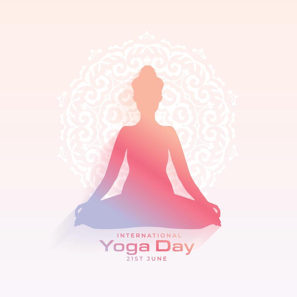 Indisch geïnspireerd Internationale yoga dag achtergrond met meditatie houding vector