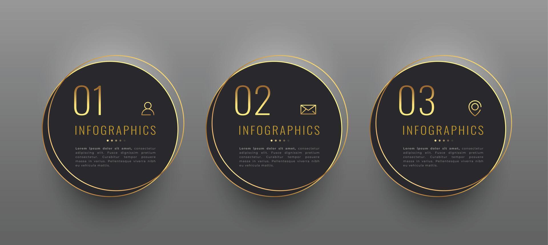 drie gouden infographic element voor bedrijf succes vector