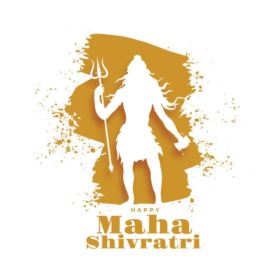 papercut stijl gelukkig maha shivratri wensen kaart met geklater effect vector