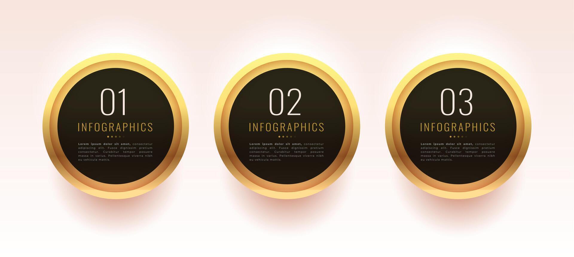 drie stap bedrijf infographic banier met gouden effect vector