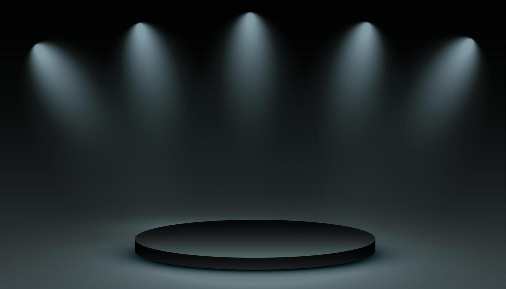 leeg 3d podium staan donker achtergrond met gloeiend spotlight effect vector