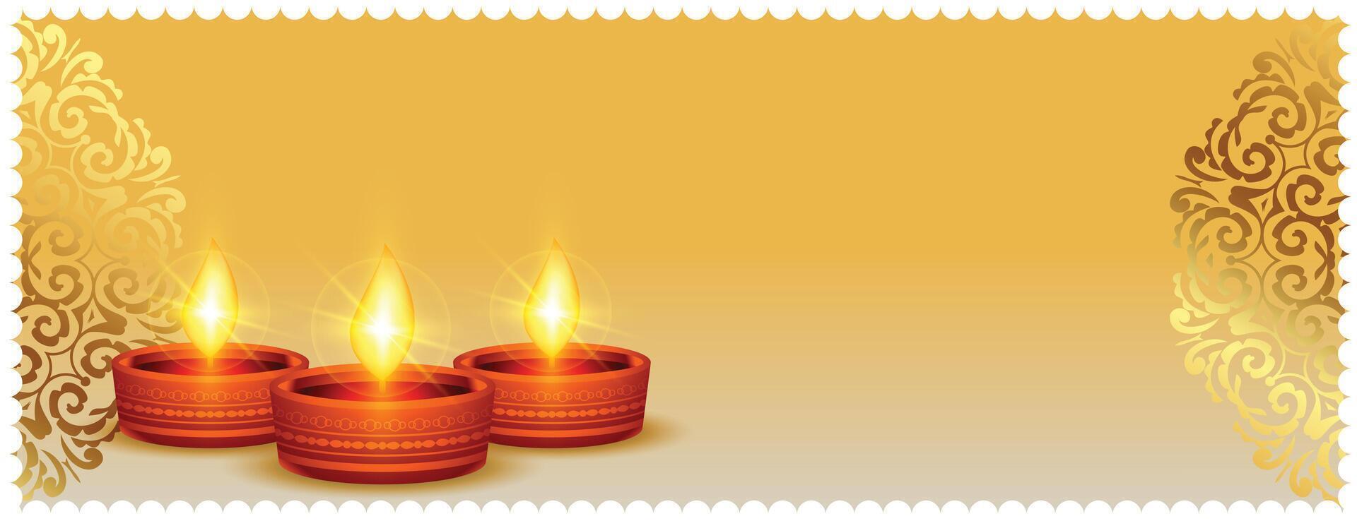 premie shubh diwali banier met tekst ruimte en olie lamp ontwerp vector