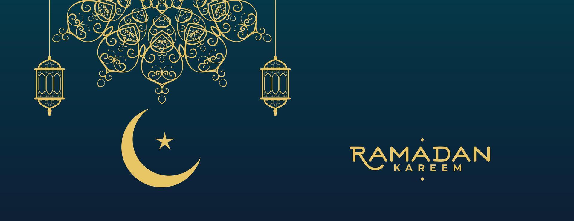 Ramadan kareem decoratief mandala banier in vlak stijl vector