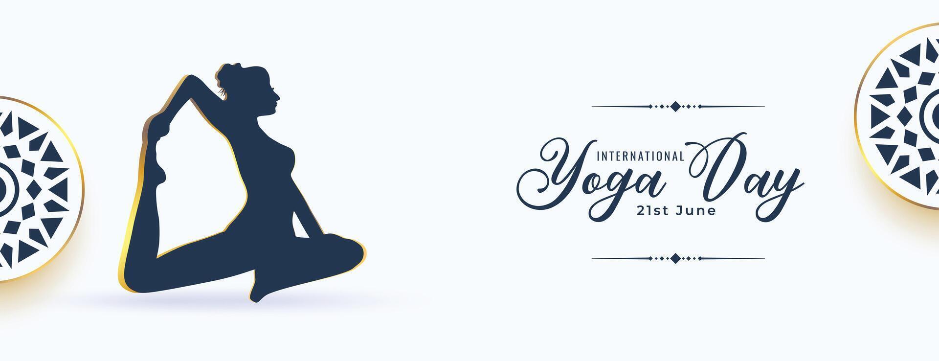 wereld yoga dag viering banier krijgen fit en gezond vector