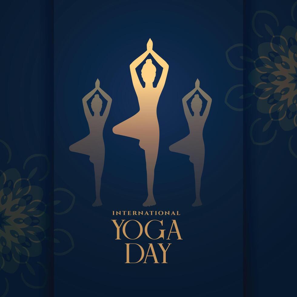 elegant Internationale yoga dag achtergrond voor vrede en kalmte vector