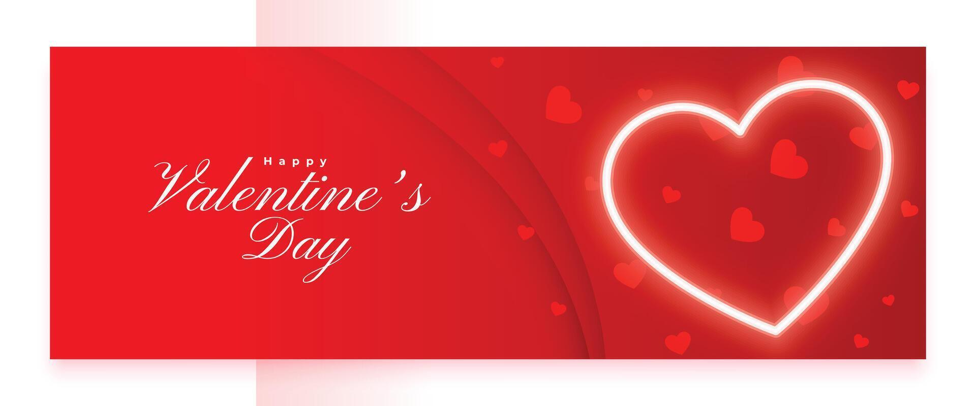 gelukkig valentijnsdag dag groet banier met gloeiend liefde hart vector