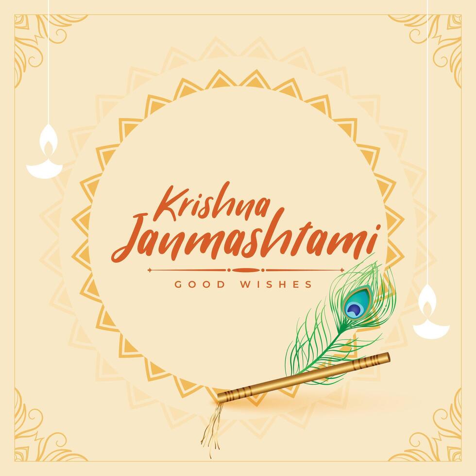 wensen kaart voor krishna janmashtami festival vector