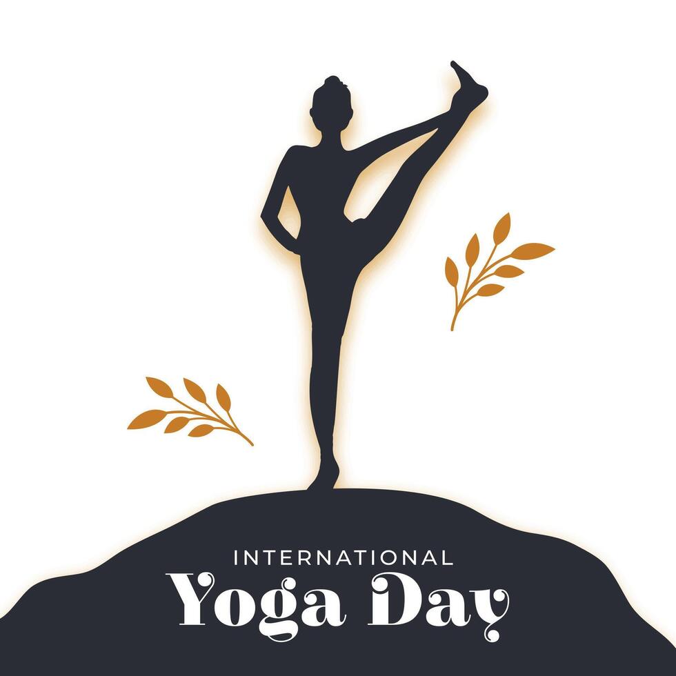 mooi hoor Internationale yoga dag achtergrond met gouden bladeren ontwerp vector