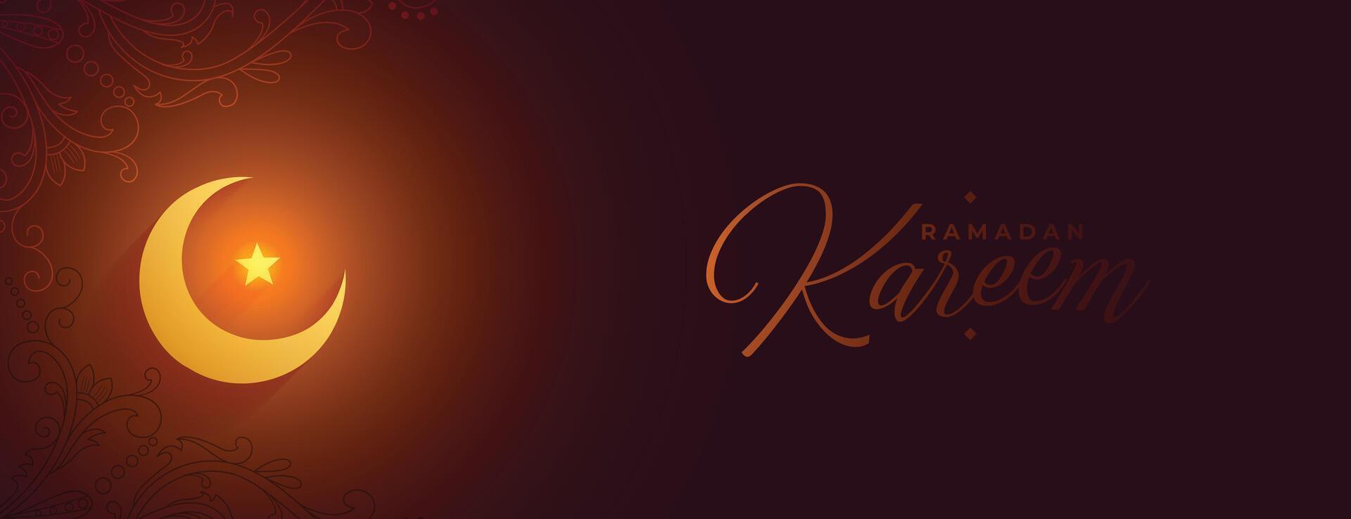 eid maan met heilig licht Ramadan kareem banier vector