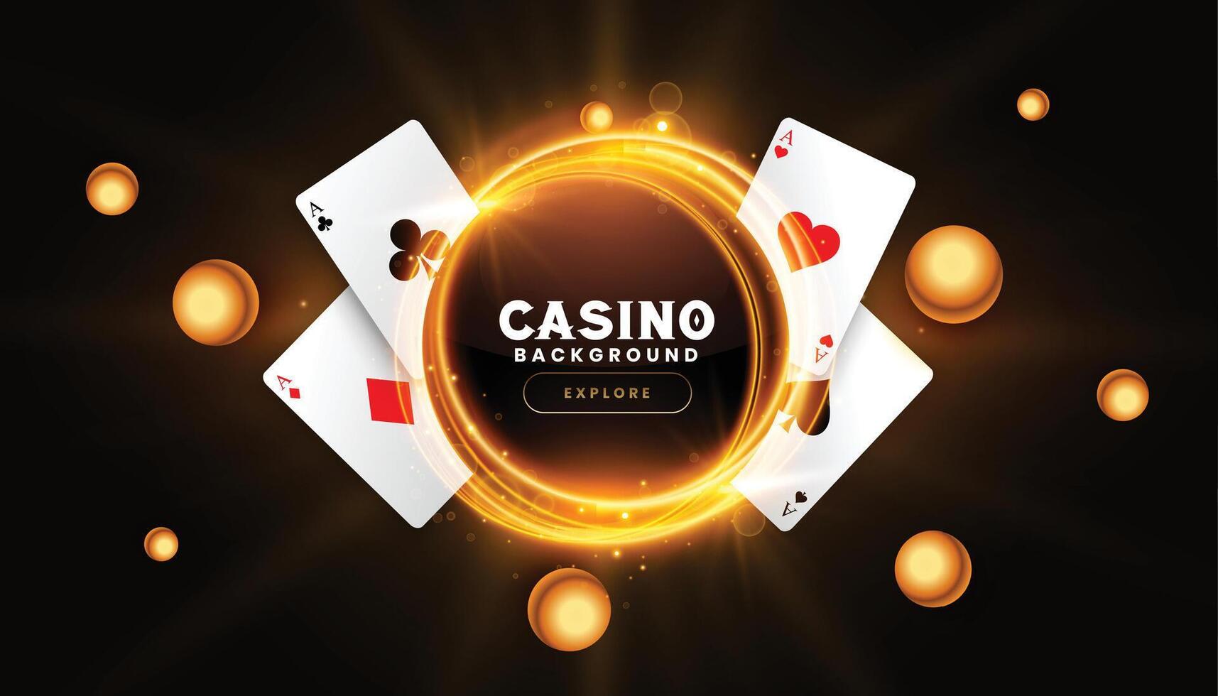 casino poker spel banier met aas kaart en licht streep effect vector