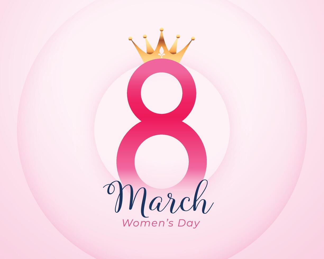 8e maart gelukkig vrouwen dag evenement achtergrond met kroon ontwerp vector