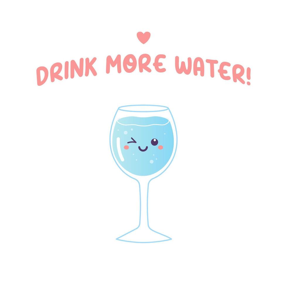 drinken meer water glas met water , karakter vector illustratie