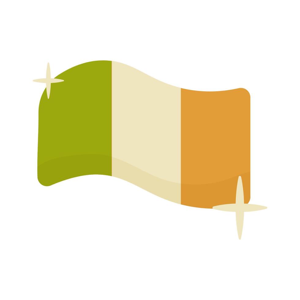 Ierland vlag met schitteren, st Patrick dag . vector illustratie Aan wit achtergrond voor ansichtkaart, t-shirt, sticker,