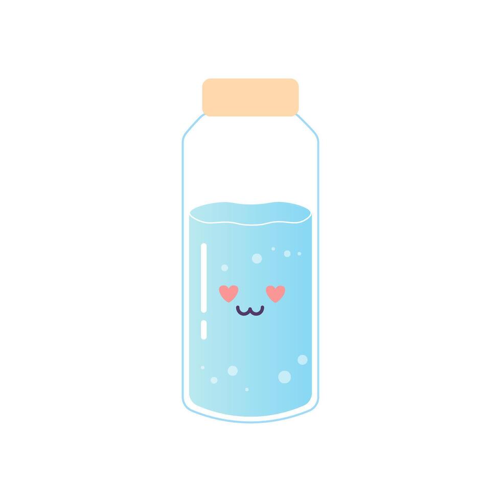 karakter kan, water fles, Frisdrank fles vector illustratie