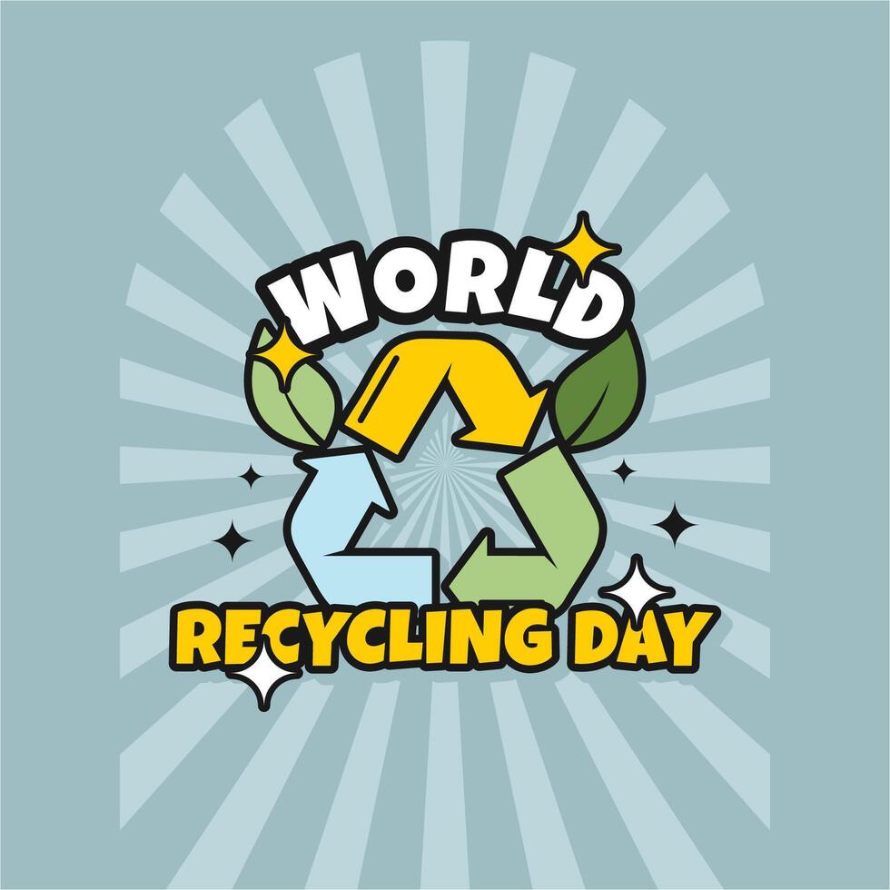 wereld recycling dag retro stijl vector ontwerp