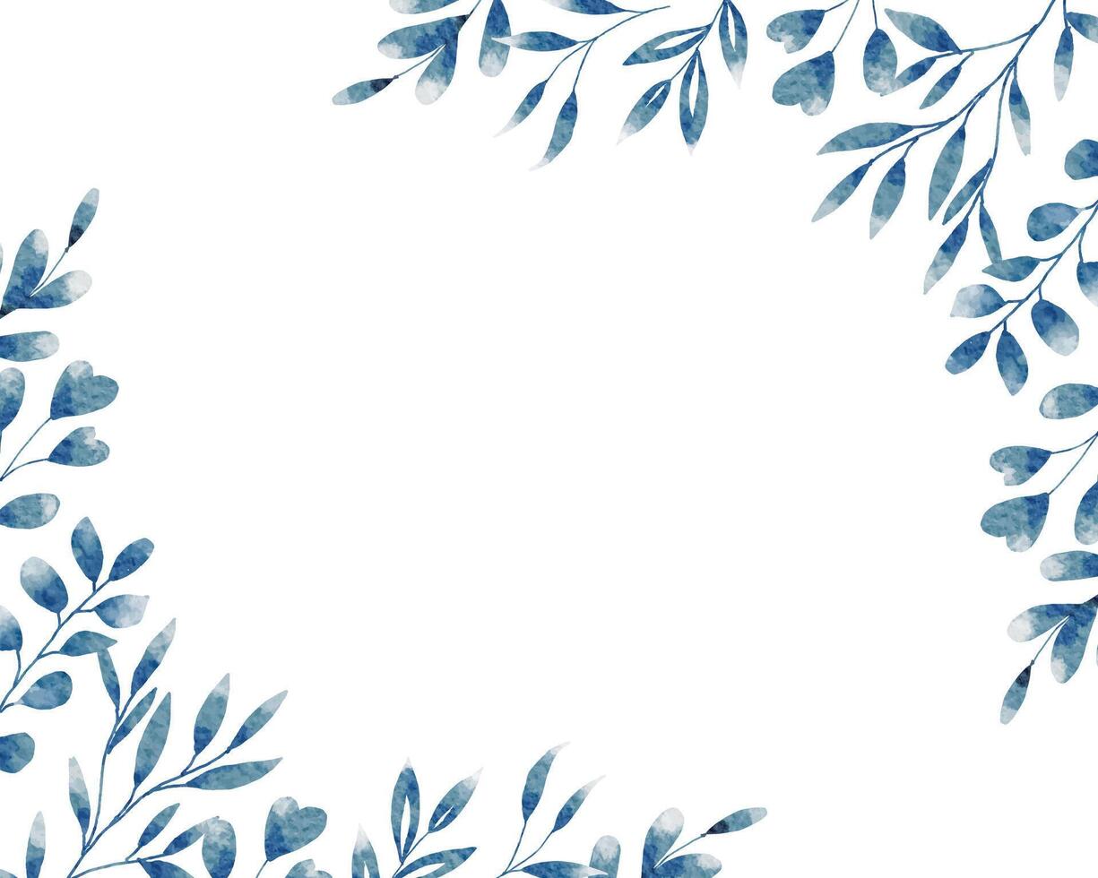 blauw eucalyptus bladeren waterverf grens vector