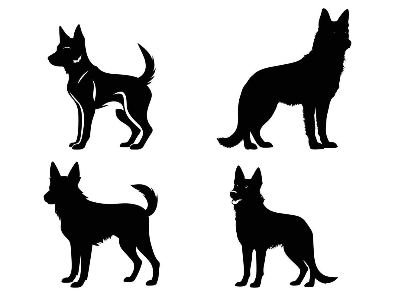 dingo zwart silhouet vector, wit achtergrond. vector