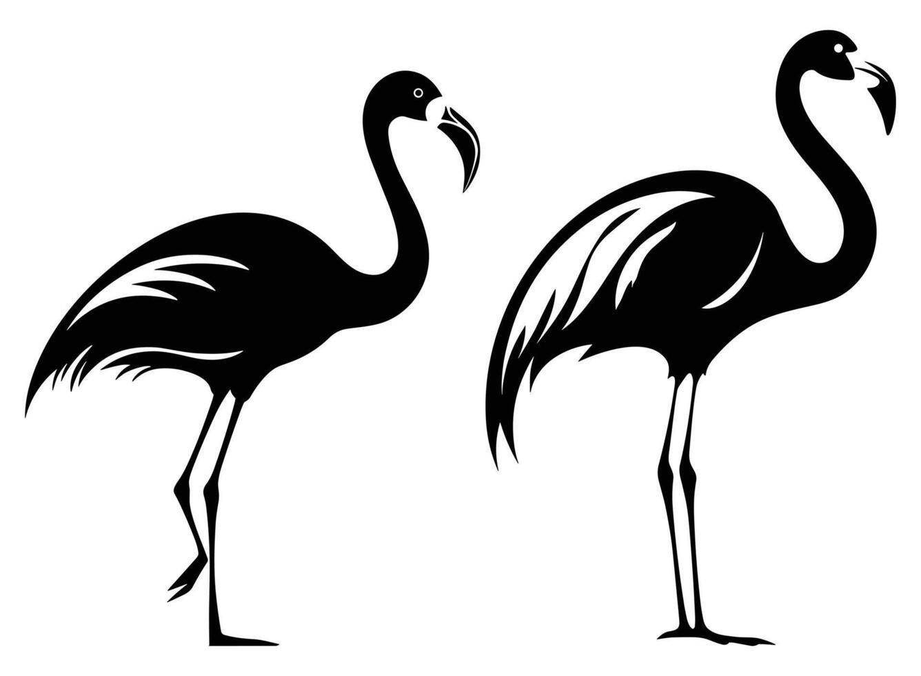 flamingo zwart silhouet vector, wit achtergrond. vector