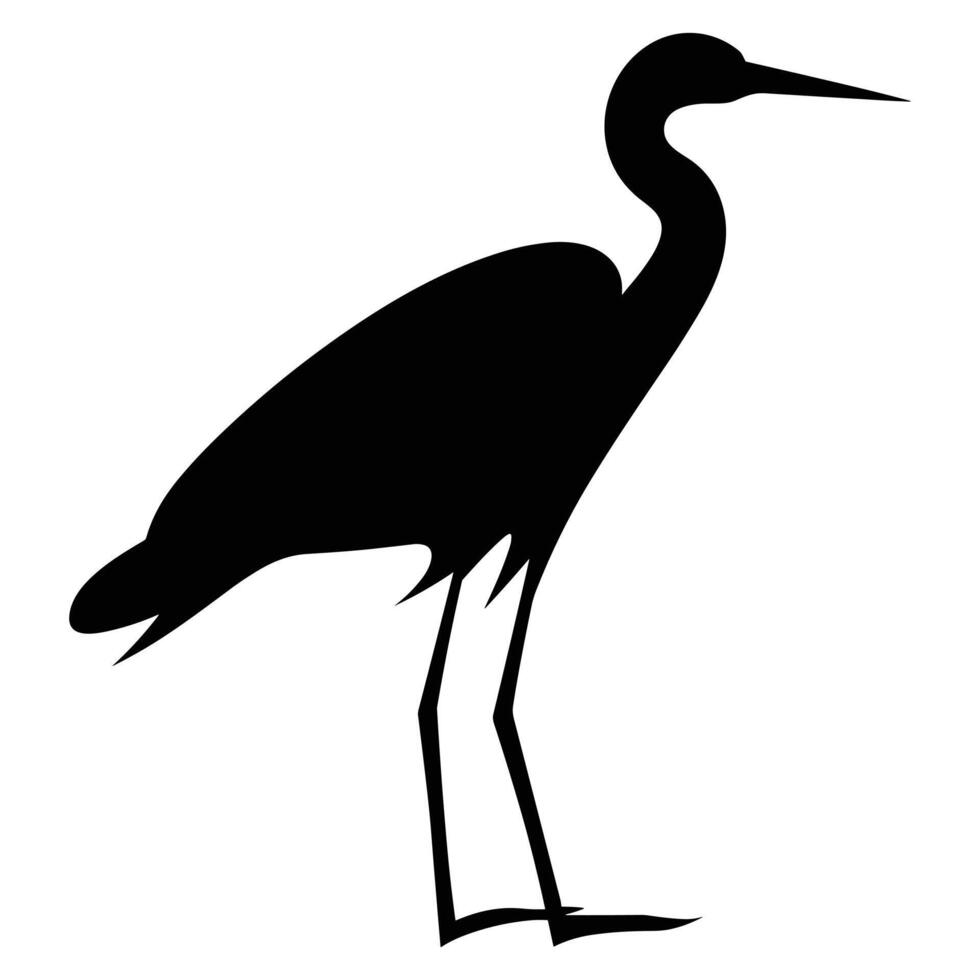 zilverreiger zwart silhouet vector, wit achtergrond. vector