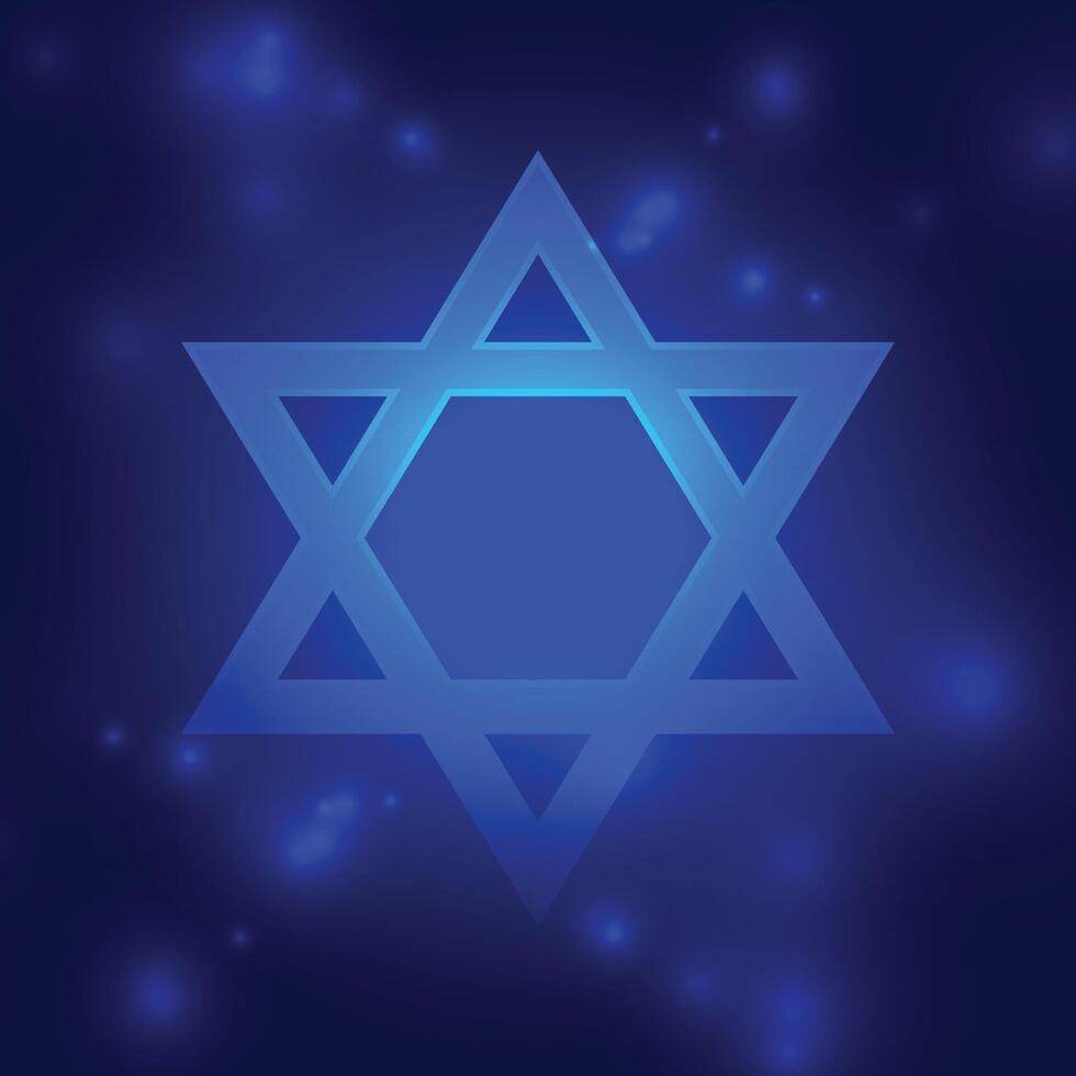 Joods ster van david religieus achtergrond met glimmend effect vector