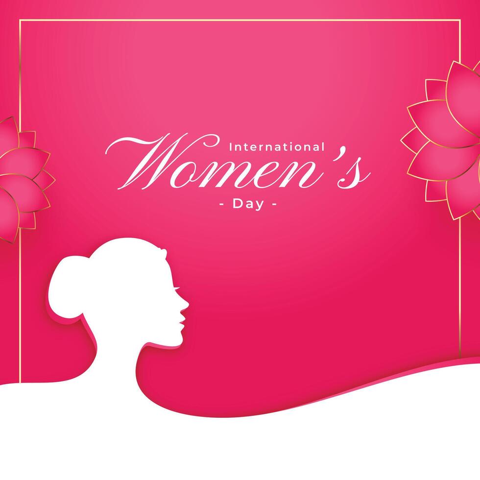 gelukkig vrouwen dag roze kaart in papier stijl ontwerp vector