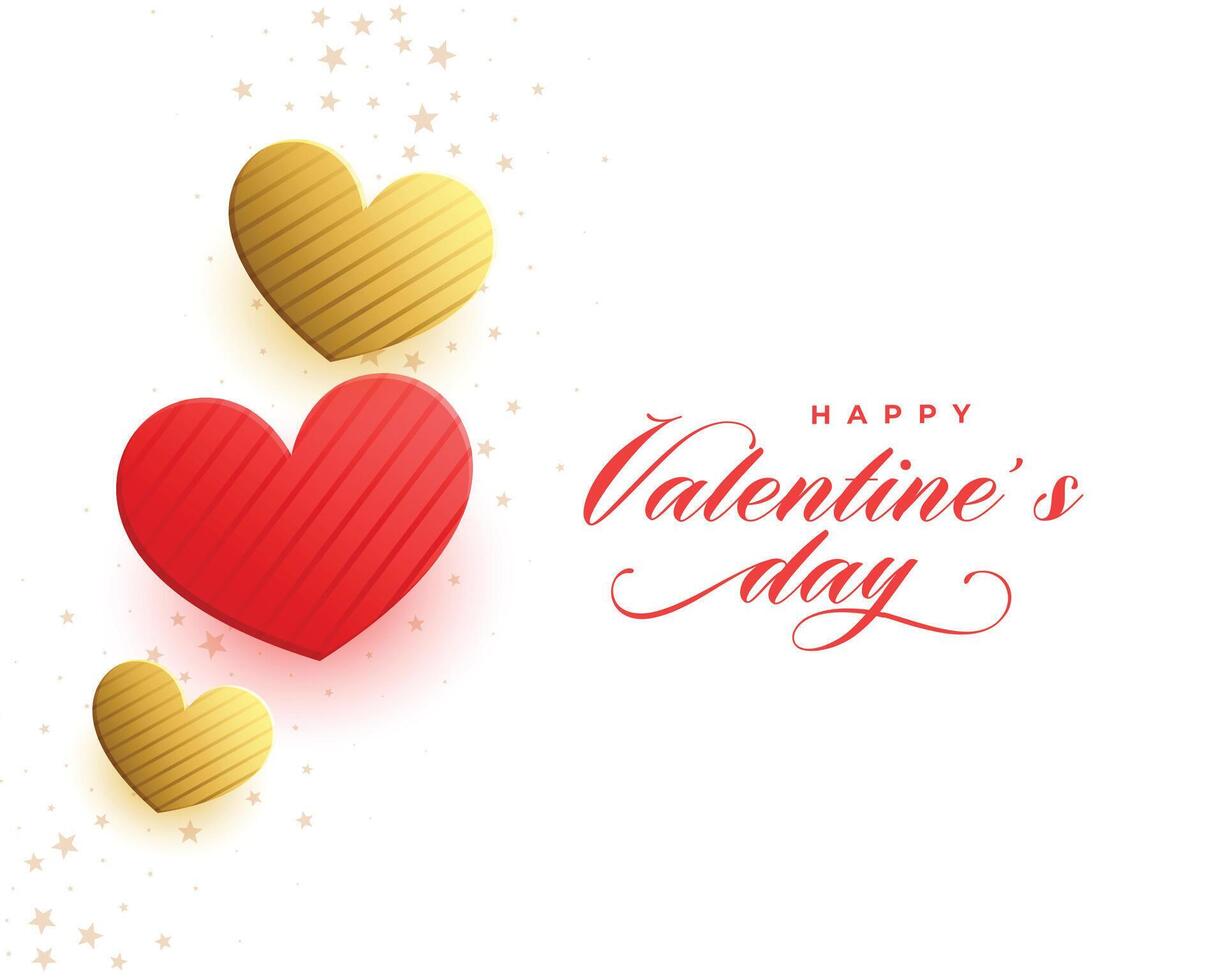 rood en gouden valentijnsdag dag harten achtergrond vector