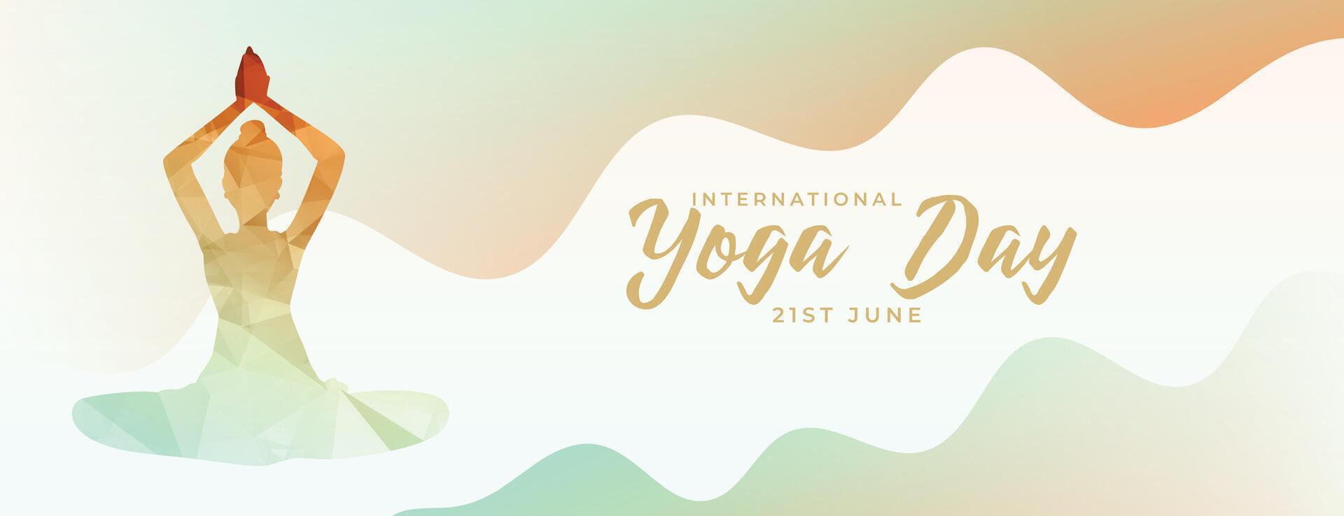 gelukkig Internationale yoga dag viering banier voor gezond levensstijl vector